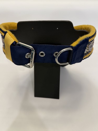 Handmade 17-19” ‘Spoiled Pup Bowtique’ Navy Rainbow Dog Collar Gently Used - Picture 3 of 4