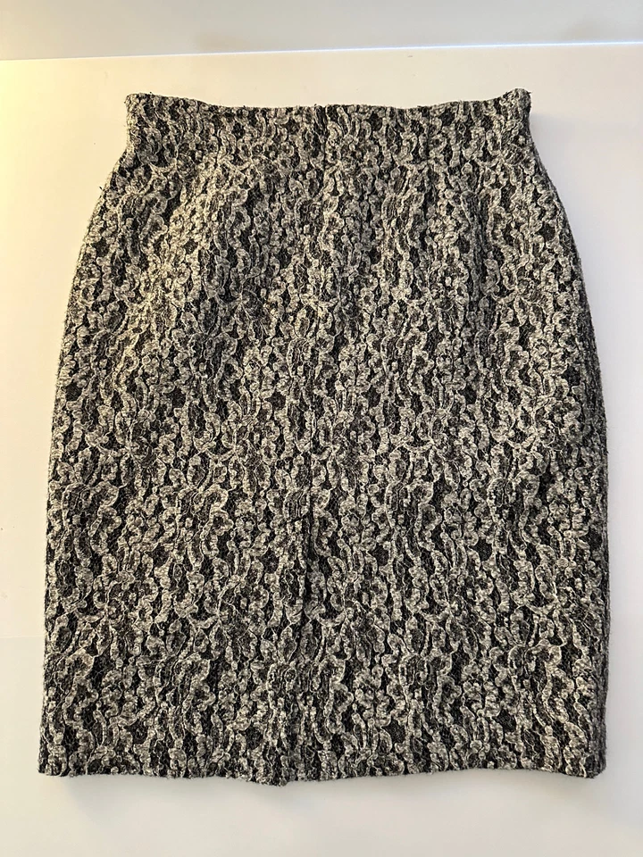 LAFAYETTE 148 New York Falda Lápiz Mezcla Algodón Texturizado Negra Para Mujer 10 Foto 2 de 4