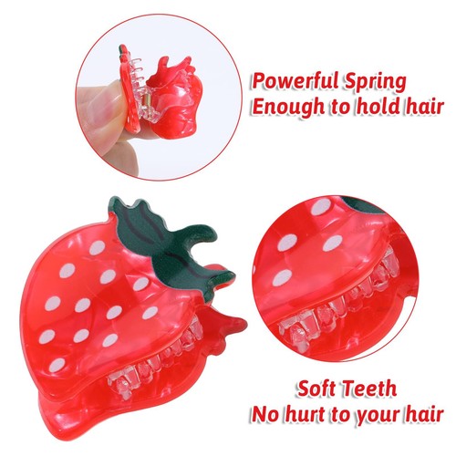 4 PCS Strawberry Hair Clips Red Strawberry Claw Clip Cute Fruit Hair Clips Mi... - Picture 5 of 7