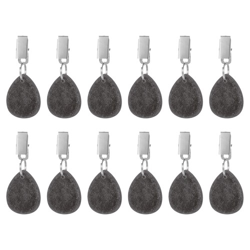 12PCS Marble WaterDrop Shape Tablecloth Weights with Metal Clip, Black