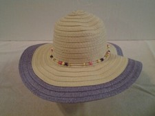 Women's colorful straw wide brim floppy sun beach hat one size fits most - NEW
