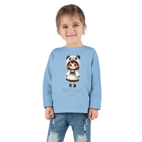 Toddler Long Sleeve Tee. Anime Style Shirt with Girl in Panda Costume for Girls - Picture 13 of 13