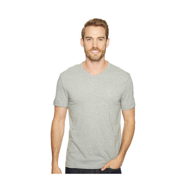 's Mixed Media Small Ck Logo V-neck Tee Grey