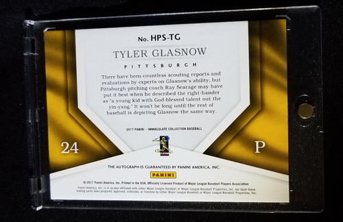 TYLER GLASNOW RC AUTO 2017 IMMACULATE HOME PLATE AUTOGRAPHS /99 DODGERS - Picture 2 of 2