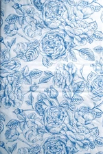 Various Size Vinyl Flannel Backed Blue Rose Flower Tablecloth by Elrene