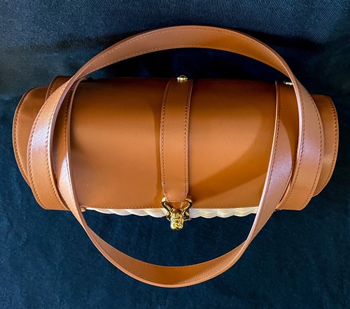 Ines de la Fressange "Desire Handbag" Paris; Leather & Rattan; Handcrafted; LE - Picture 10 of 16