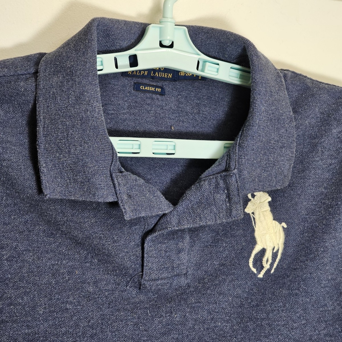 Vintage Polo Ralph Lauren Navy Boy`s XL 18-20 Polo Shirt BIG