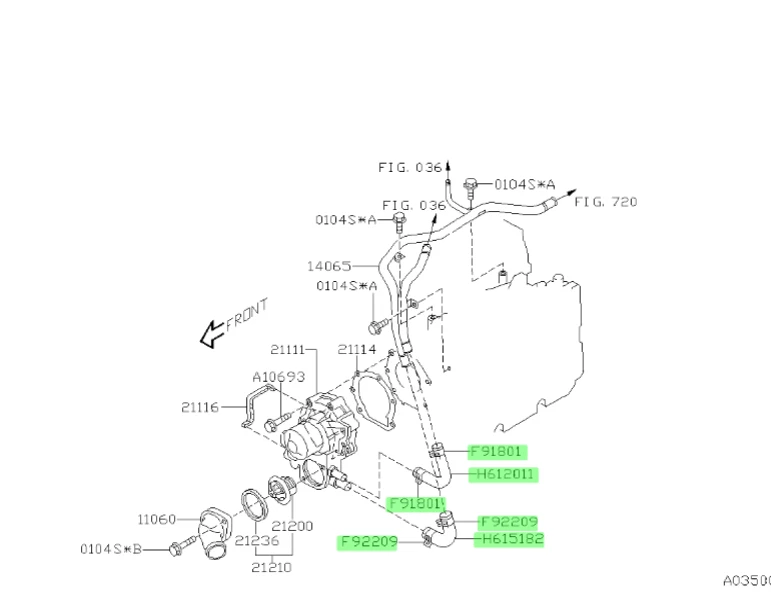 Subaru WRX 2002-2019 + STi Turbo bomba de agua mangueras de derivación + abrazaderas OEM Forester Foto 2 de 2