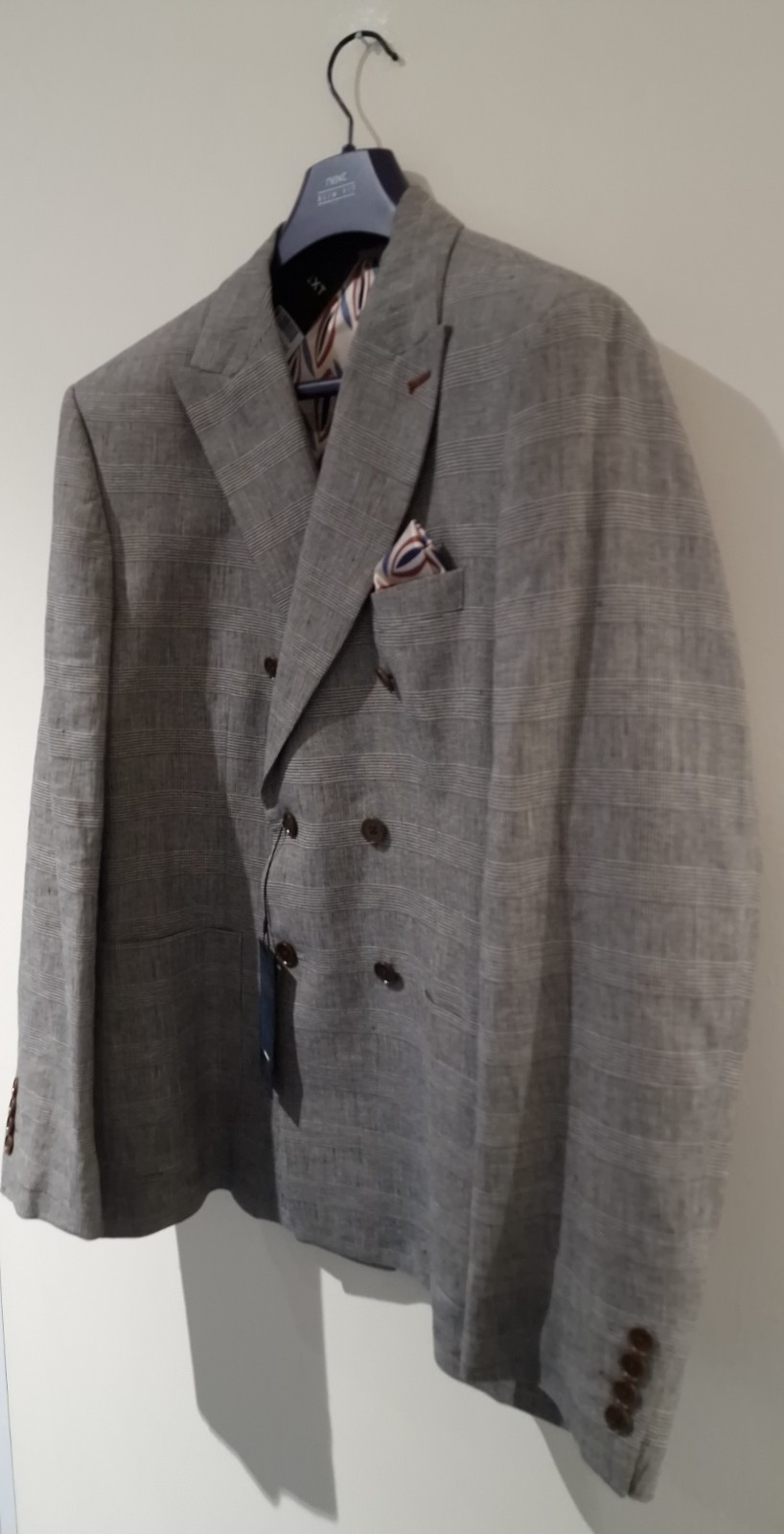 Mens NWT NEXT Double Breasted Grey Prince of Wales Check Blazer. 42 S. RRP £135 image 5
