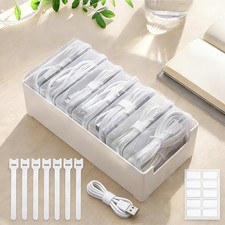 Cable Organizer Storage Box with 7 Wire Ties and Label Stickers,Desktop Cable Ma