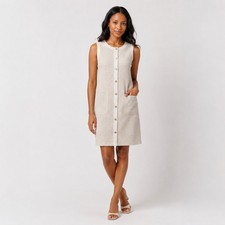 Tommy Hilfiger Ivory-Khaki Sleeveless Dress
