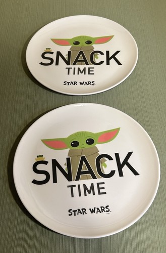Set Of 2 Star Wars Baby Yoda Snack Time Plates  10.5” Melamine
