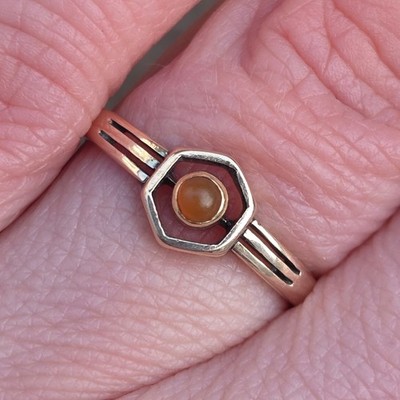 Antiker Art Deco Ring massiv 9 kt 9 kt Gold Karneol Zielscheibe Größe M