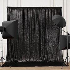 Black Sequin Backdrop Sparkly Photography Glitter Back Drop Curtain Special Even