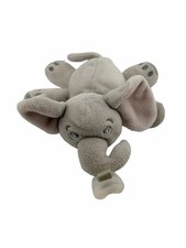Baby Elephant Plush Teether Toy Gray Stuffed Animal Pacifier Clip Lovey 8