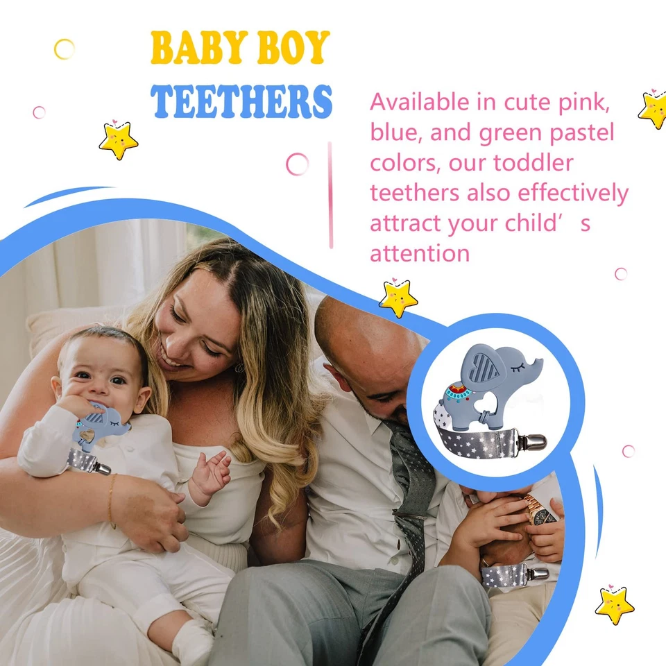 1 мягкий прорезыватель динозавров для младенцев и 1 зажим для детской соски, День святого Валентина G... - Изображение 3 из 4