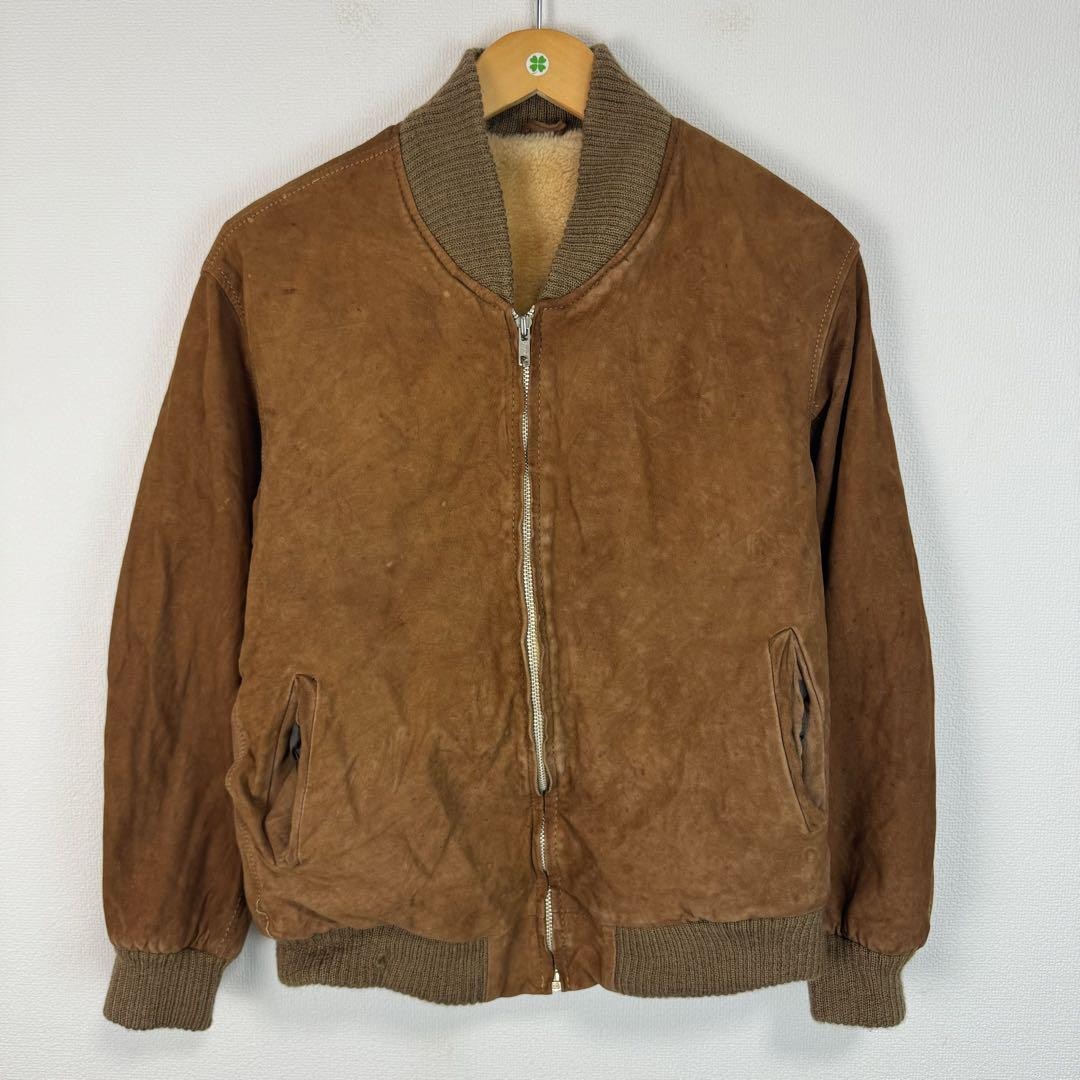 90s Vintage Suede Leather Jacket Blouson American Casual Retro Style