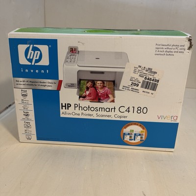 HP Photosmart C4180 All In One Ink Jet Printer Scanner Copier   New In Open Box