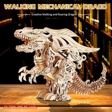 RMOKA 3D DIY Wooden Puzzle Walking Mechanical Roaring Dragon Mechanical Assembly