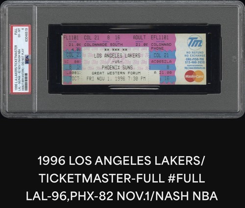STEVE NASH NBA DEBUT~SHAQ LAKERS DEBUT~KOBE 1ST GAME (DNP)TICKET 11/1/1996 PSA 6 - Picture 9 of 24
