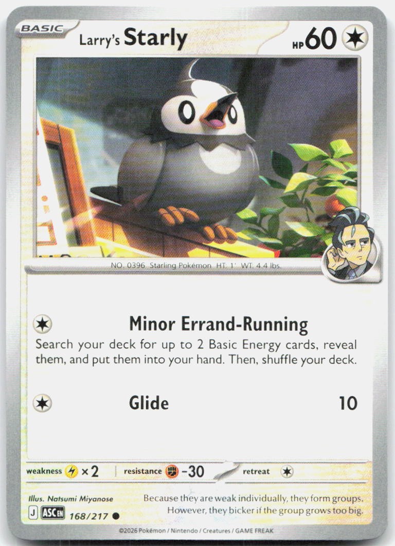 Larry's Starly 168/217 Common Ascended Heroes Pokemon Near Mint