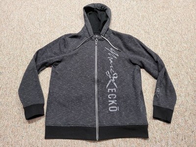 Marc Ecko Sweatshirt Mens XL Grey Full Zip Spell Out Logo Hoodie Cut & Sew