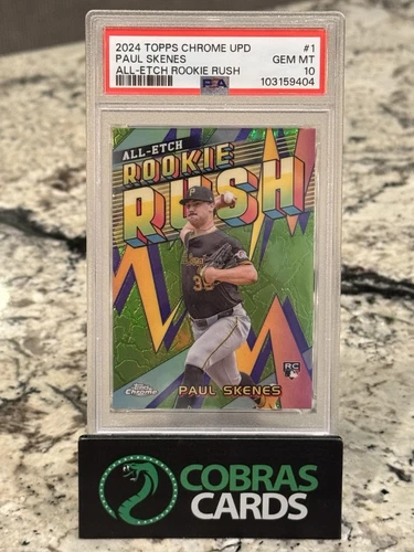 2024 TOPPS CHROME UPDATE CHROME ALL-ETCH RC RUSH PAUL SKENES ROOKIE PSA 10 ROY