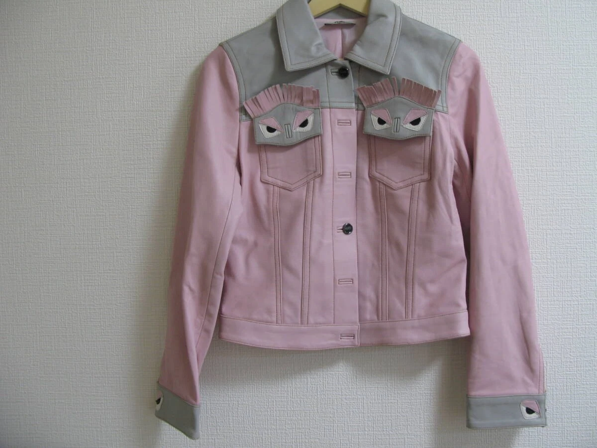 Giacca di pelle rosa FENDI ROMA Monster Bag Bugs misura 38 cm x 43 cm x 53 cm Giappone