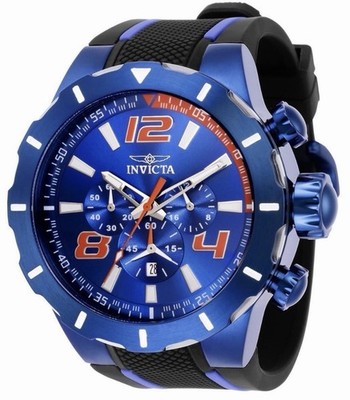 Invicta S1 Rally 35738 53mm Blue Sapphire Crystal Case with Black Silivone Strap