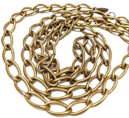 Vintage MIRIAM HASKELL Simple 35" Necklace Gold Tone Rope Twisted Chain Link