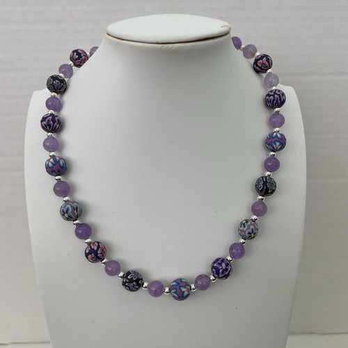 Amethyst And Clay Bead Necklace