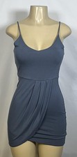 Mahina Dress Womens Small Blue Bodycon Ruched Draped Mini Stretch Party Club
