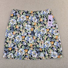 NWT Wild Fable Floral Mini Skirt Womens Size 4 Black Multicolor Front Slit