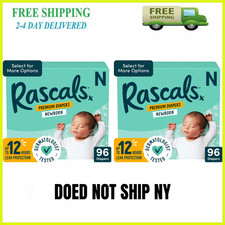 2 Pack Rascals Premium Newborn Baby Diapers 192 Count Total Super Absorbent New