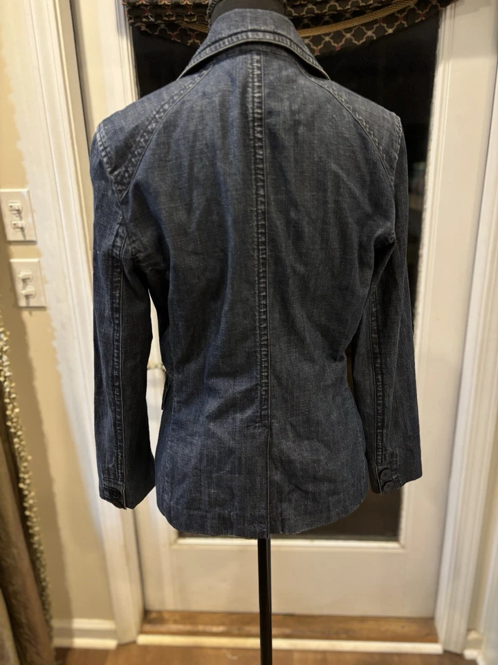 Chaqueta Blazer Ann Taylor Denim Para Mujer Talla 6 Ajustada Informal Carrera Foto 2 de 4