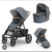 UPPAbaby Vista V2 Gray Travel System Stroller Single Basket Canopy Folding