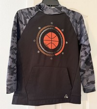 Tek Gear WarmTek Hoodie Youth L 14/16 Black/Gray Camo Basketball Graphic Pulover