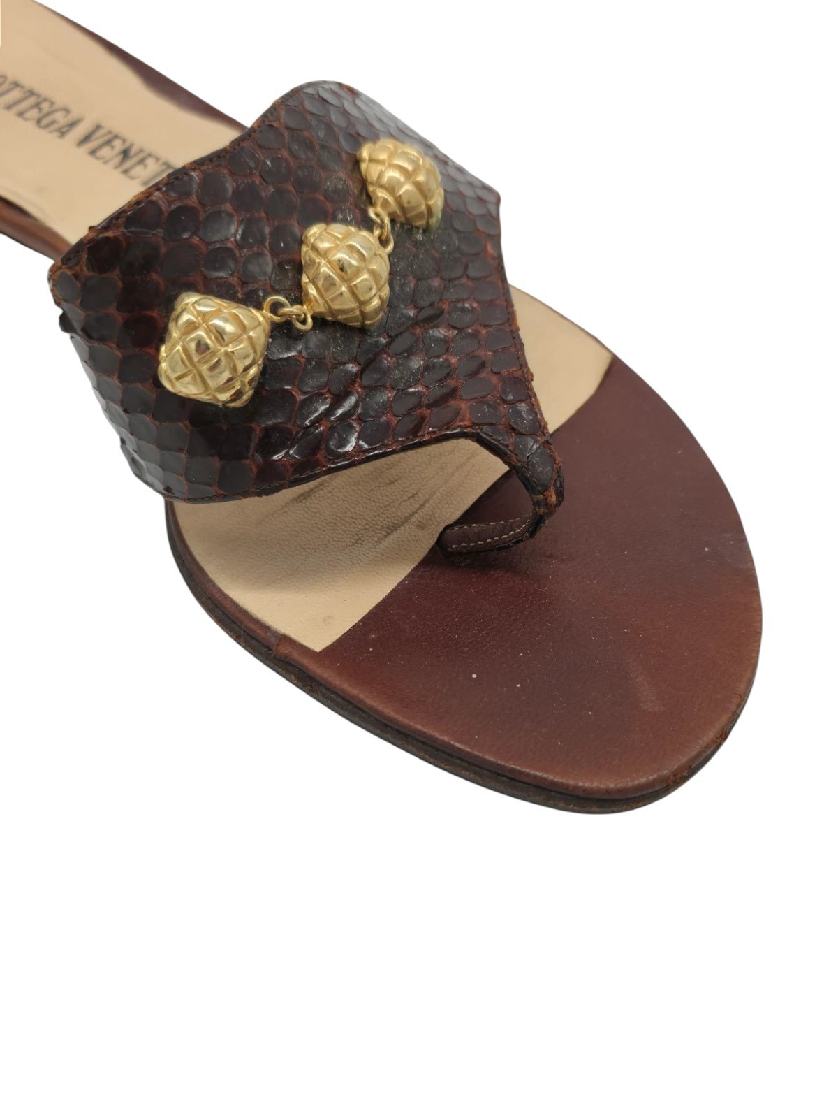 Vintage Bottega Veneta Brown Python Snakeskin Tho… - image 11