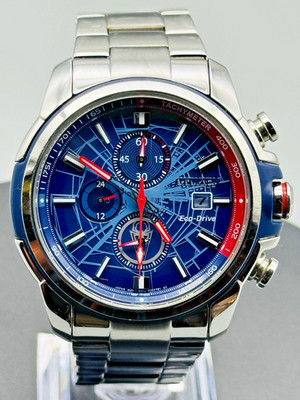 Citizen Marvel Spider-Man Watch Eco-Drive Date Chronograph Blue Dial CA0429-53W