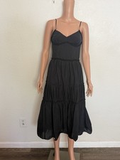 Ann Taylor Black Cotton/Silk Tiered Dress sz 2