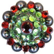 C-TY32 Set Of 32 Western Screw Back Concho Green Siam Crystal Bling Cowgirl