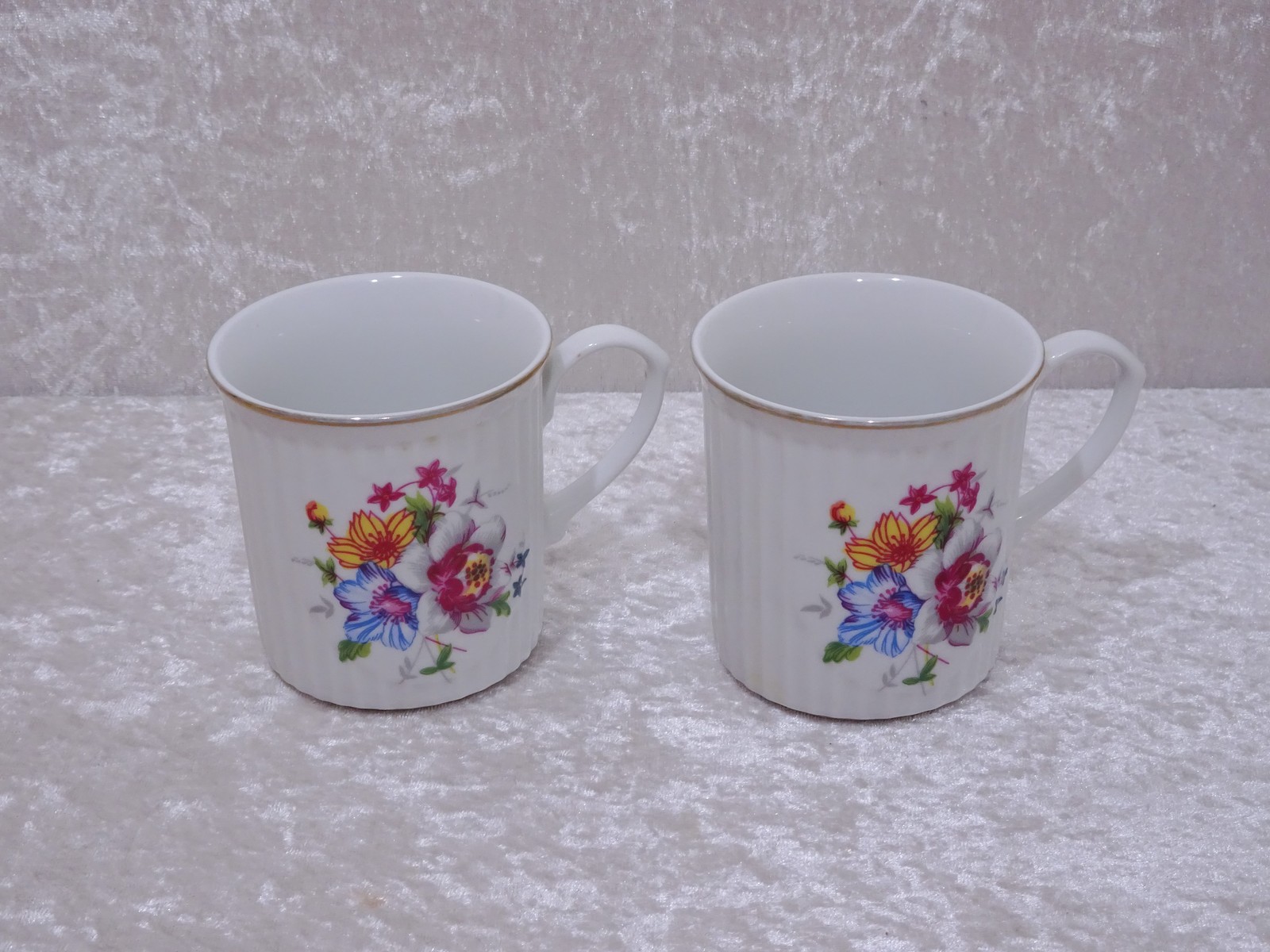TEc7JA - 2 x R&B Mozart Design Porzellan Kaffeebecher Blumen - Vintage - 8,5 cm