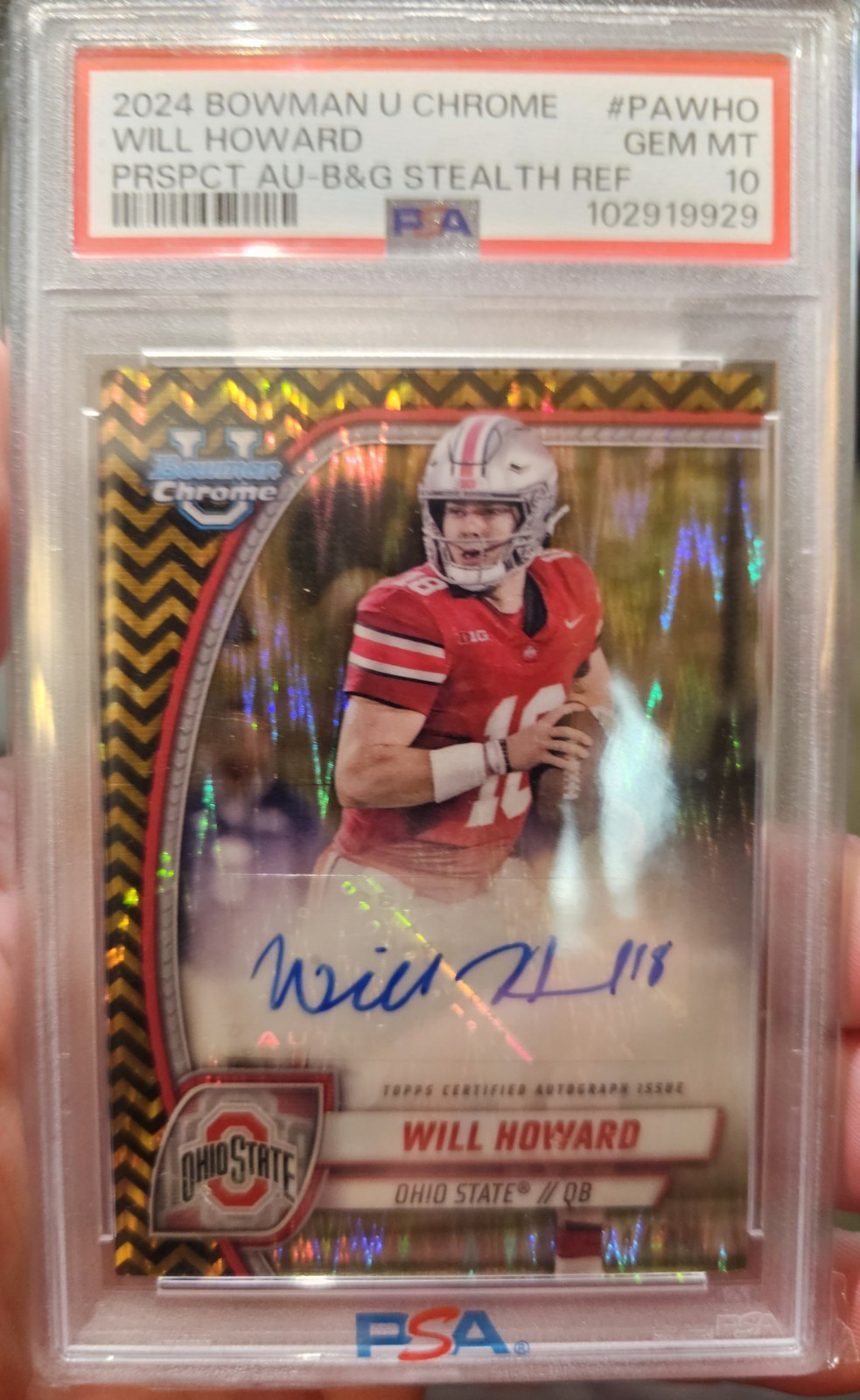 2024 Bowman U Chrome Will Howard Black Gold Stealth /24 PSA 10 AUTO