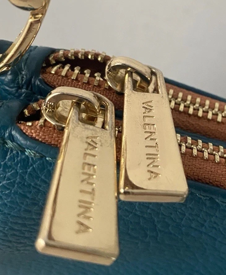 Valentina Italia Bolso de Hombro Triple Entrada Azul Teal Foto 3 de 4