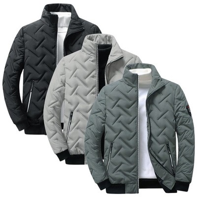 Kurzer Stil Herren isoliert Quilted Bomber Jacket Warm Winter Mantel Leicht