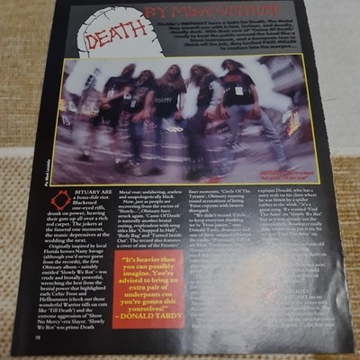 Vintage OBITUARY JOHN TARDY DONALD A4 POSTER KERRANG MAGAZINE CLIPPING