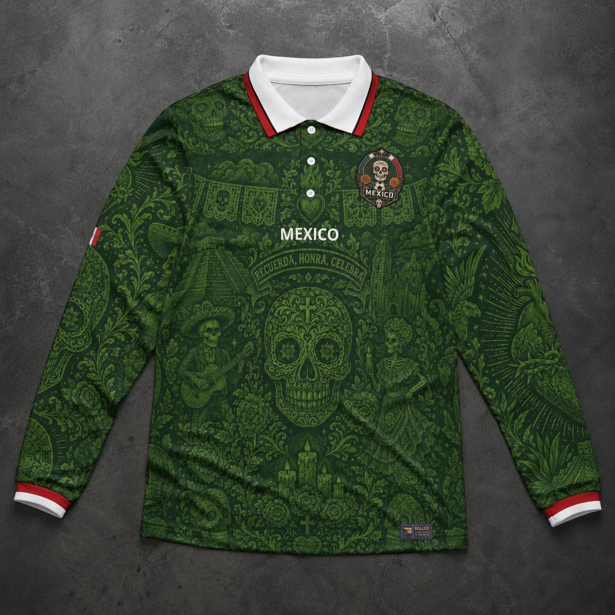 Mexico - soccer jersey playera shirt, Dia de los muertos L/S Exclusive Design