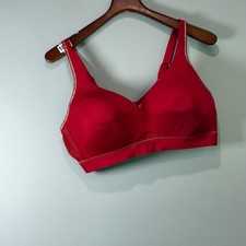 Cacique Red Gold Metallic Trim Lightly Lined No-Wire Bra 44C Wireless