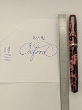 Wahl Oxford Red Marble Fountain Pen 14k Fine Gold Nib Restored