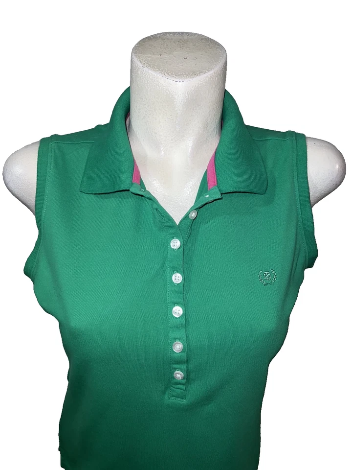Camisa informal de golf IZOD Top para mujer talla M verde sin mangas cuello con botones Foto 2 de 4